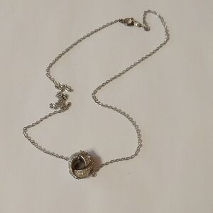 Vintage Sterling Silver Necklace With Crystal Knot Pendant Delicate Feminine
